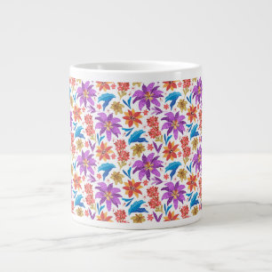 Hand Drawn Colourful Exotic Floral Pattern-70703 Large Coffee Mug