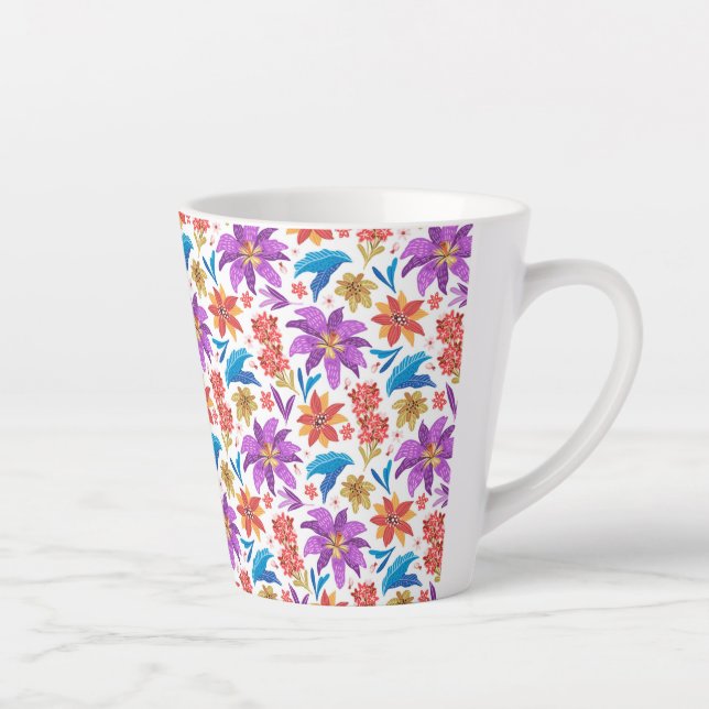 Hand Drawn Colourful Exotic Floral Pattern-70703 Latte Mug (Right)