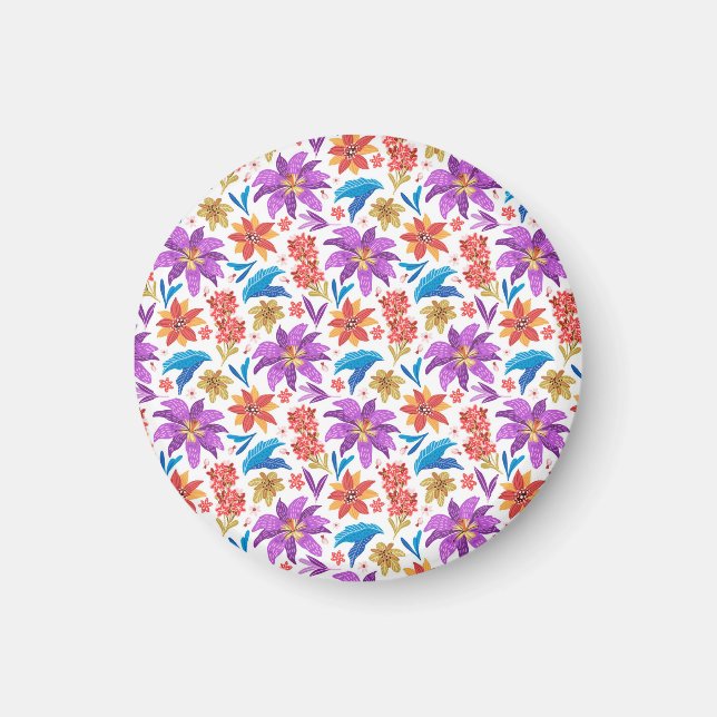 Hand Drawn Colourful Exotic Floral Pattern-70703 Magnet (Front)