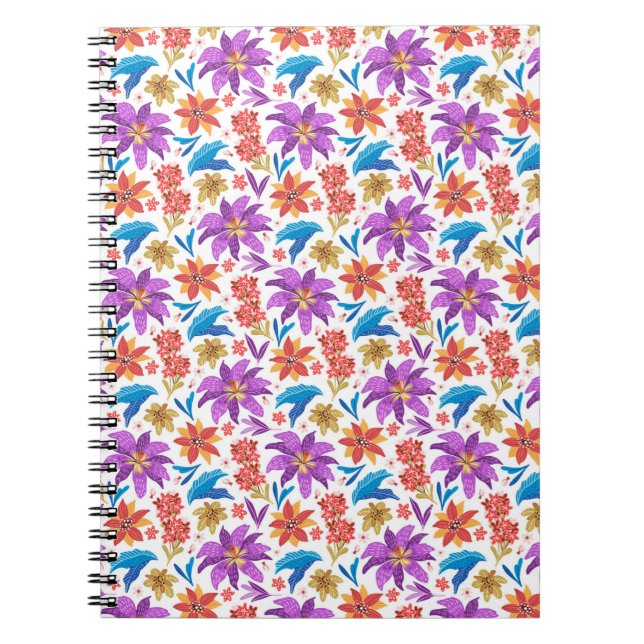 Hand Drawn Colourful Exotic Floral Pattern-70703 Notebook (Front)