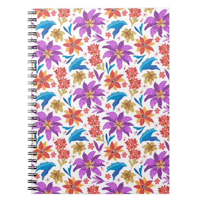 Hand Drawn Colourful Exotic Floral Pattern-70703 Notebook (Front)