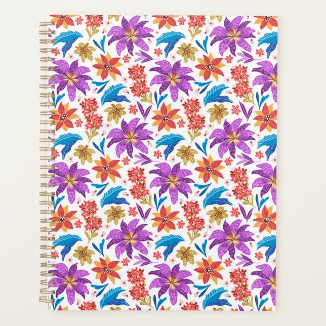 Hand Drawn Colourful Exotic Floral Pattern-70703 Planner (Front)