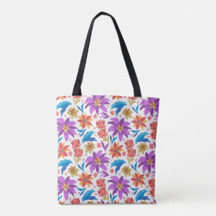 Hand Drawn Colourful Exotic Floral Pattern-70703 Tote Bag