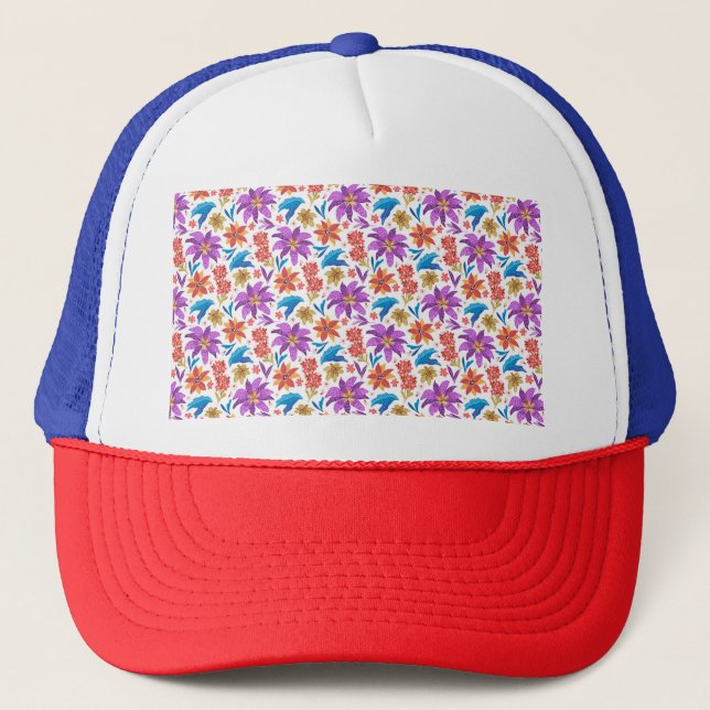Hand Drawn Colourful Exotic Floral Pattern-70703 Trucker Hat (Front)