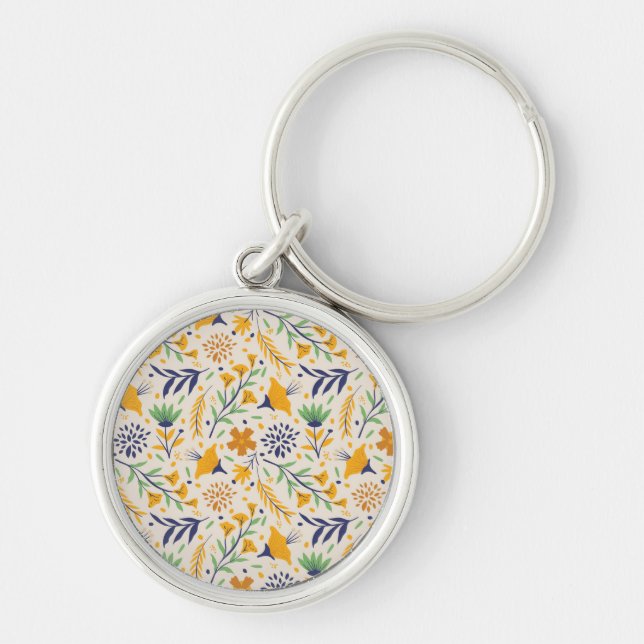 Hand Drawn Colourful Floral Pattern-23595 Key Ring (Front)