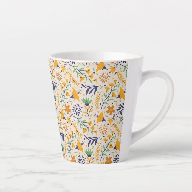 Hand Drawn Colourful Floral Pattern-23595 Latte Mug (Right)