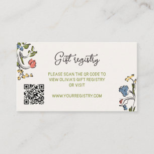 Hand Drawn Colourful Floral QR Code Bridal Shower Enclosure Card