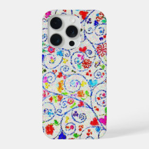 Hand Drawn Colourful Floral Swirl Pattern iPhone 15 Pro Case