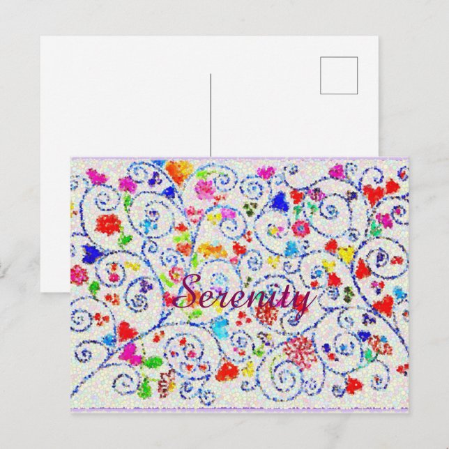Hand Drawn Colourful Floral Swirl Pattern Postcard (Front/Back)
