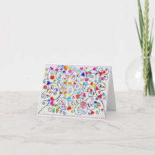 Hand Drawn Colourful Floral Swirl Pattern Thank You Card