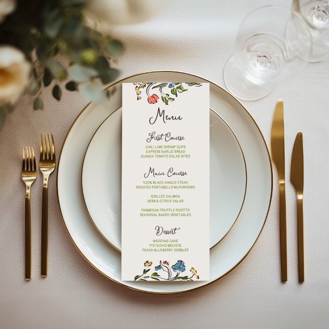 Hand Drawn Colourful Floral Wedding Menu (Creator Uploaded)