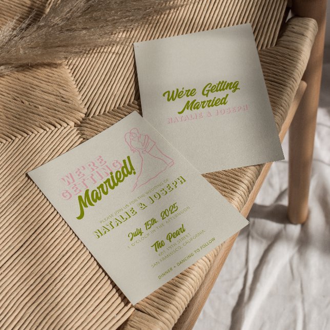 Hand Drawn Colourful Retro Fun Funky Wedding Invitation (Creator Uploaded)