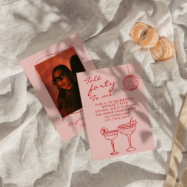 Hand Drawn Colourful Scribble 40th Photo Birthday Invitation (Creator Uploaded)