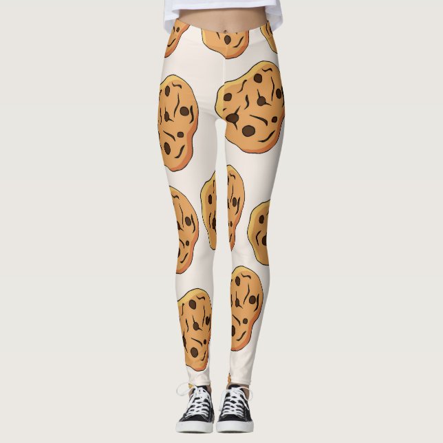 Hand Drawn Cookies Cartoon Pattern Leggings (Front)