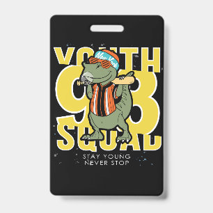 hand drawn cool dinosaur vector design (2) ID badge