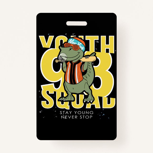 hand drawn cool dinosaur vector design (2) ID badge (Front)