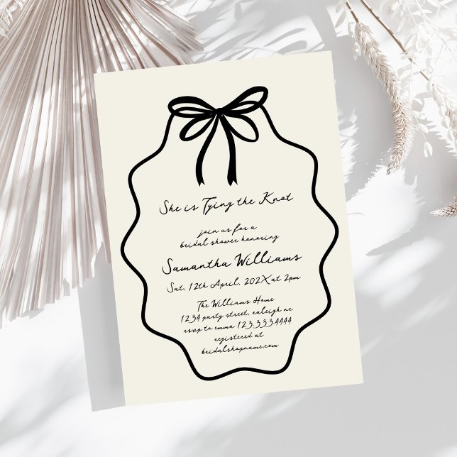 Hand Drawn Coquette Bow Bridal Shower Invitation (Creator Uploaded)