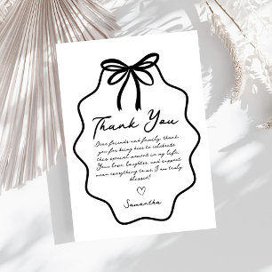 Hand Drawn Coquette Bow Bridal Shower Thank You Card