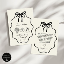 Hand Drawn Coquette Bow Matron of Honour Proposal