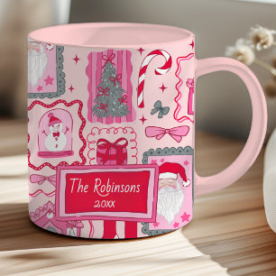 Hand Drawn coquette doodle pink christmas Mug