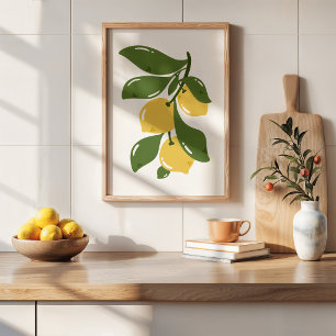 Hand-Drawn Coquette Lemon Branch Kitchen Art Poster