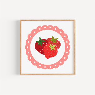 Hand-Drawn Coquette Strawberry Art Print
