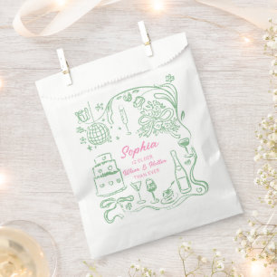 Hand Drawn Coquette Wiser and Hotter Birthday Favour Bag