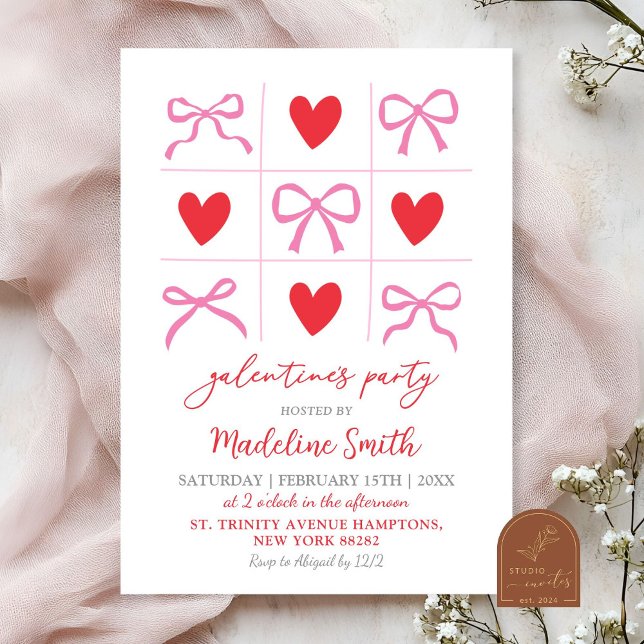 Hand Drawn Coquette xoxo galentines party Invitation (Creator Uploaded)
