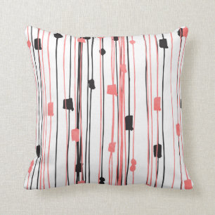 Hand drawn coral black watercolor abstract pattern cushion