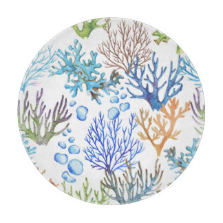 Hand-drawn corals: underwater sea pattern. cutting board