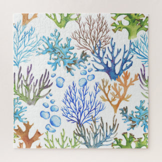 Hand-drawn corals: underwater sea pattern. jigsaw puzzle