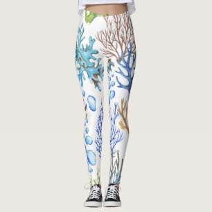 Hand-drawn corals: underwater sea pattern. leggings