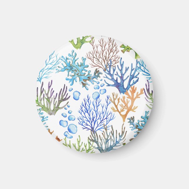 Hand-drawn corals: underwater sea pattern. magnet (Front)