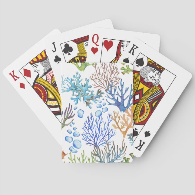 Hand-drawn corals: underwater sea pattern. playing cards (Back)