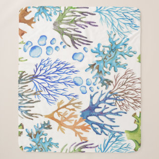 Hand-drawn corals: underwater sea pattern. sherpa blanket