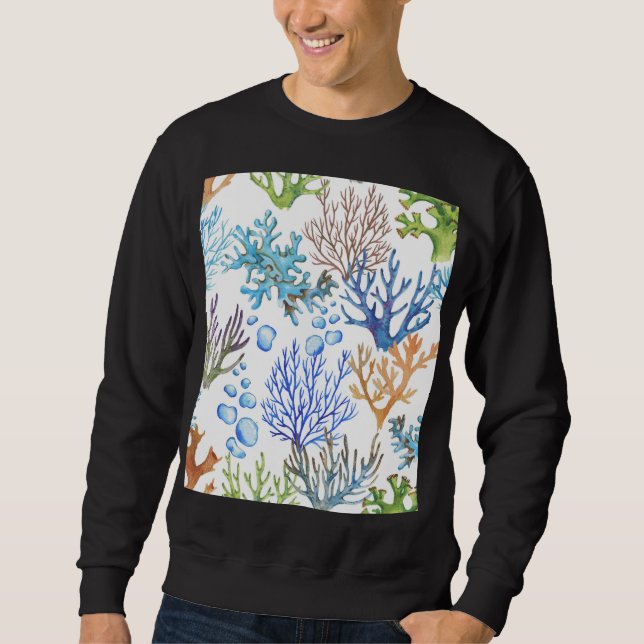 Hand-drawn corals: underwater sea pattern. sweatshirt (Front)