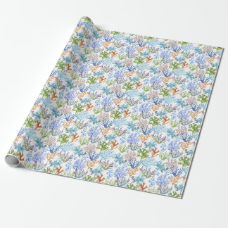 Hand-drawn corals: underwater sea pattern. wrapping paper