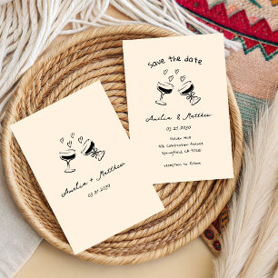 hand drawn Couple Glass Doodle Whimsical Wedding  Invitation