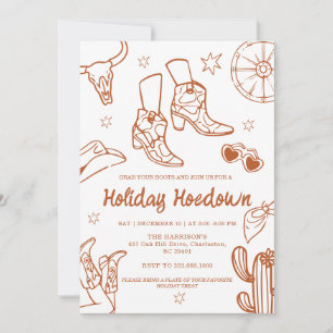 hand drawn Cowboy Boots Holiday Celebration, Invitation