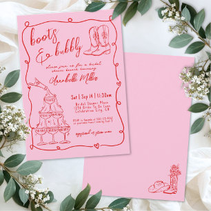 Hand Drawn Cowgirl Country Bridal Shower Invitation