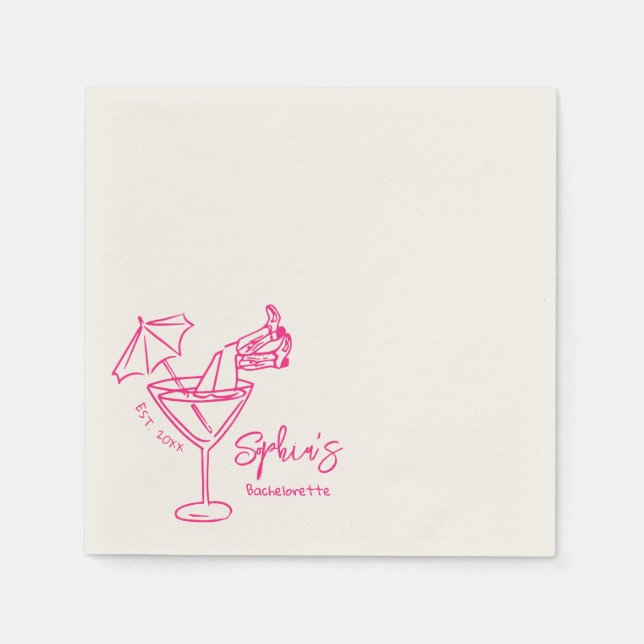 Hand Drawn Cowgirl Girl in Martini Glass  Napkin (Front)