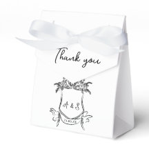 Hand drawn Crest Black White Wedding Favour Box