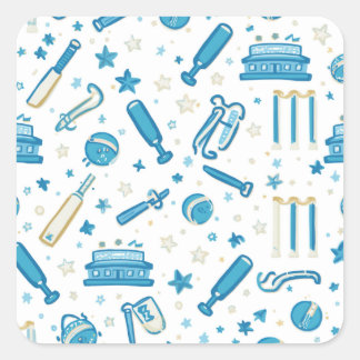 Hand Drawn Cricket Doodle Seamless Pattern Fun Spo Square Sticker