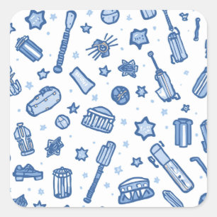 Hand Drawn Cricket Doodle Seamless Pattern Fun Spo Square Sticker