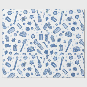 Hand Drawn Cricket Doodle Seamless Pattern Fun Spo Wrapping Paper