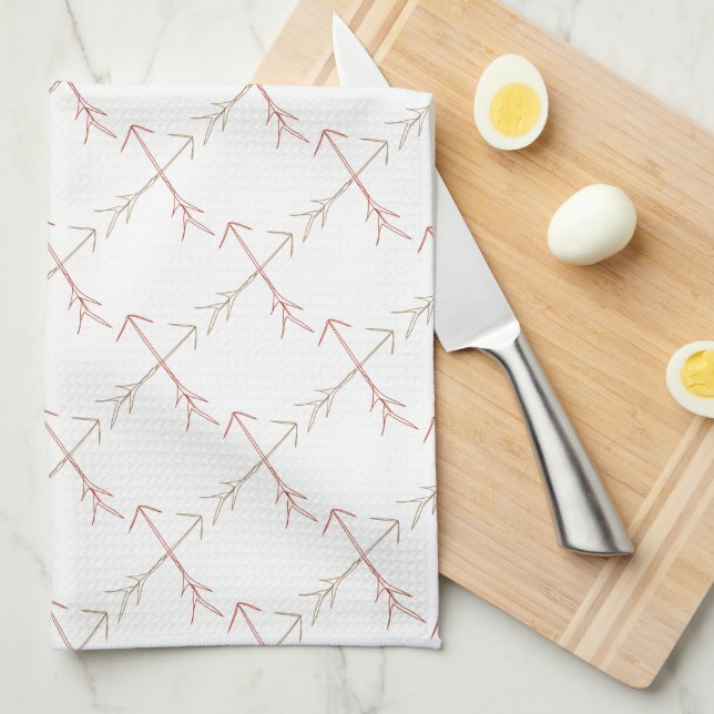 Hand Drawn Crossed Arrow Pattern Tea Towel (Quarter Fold)
