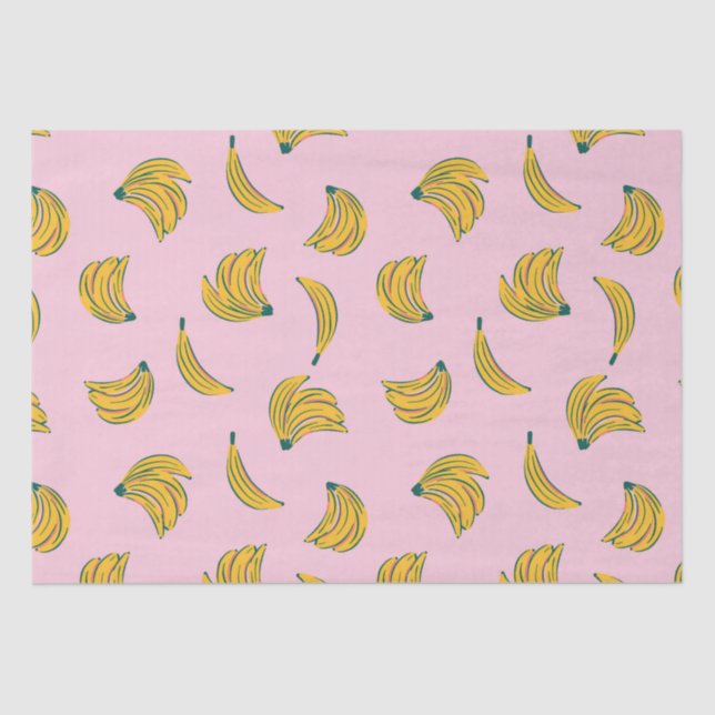 Hand drawn cute banana pattern in pink background tissue paper (Front)