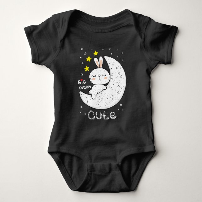 Hand drawn cute bunny Baby Bodysuit (Front)