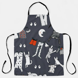 Hand drawn cute cartoon seamless pattern illustrat apron
