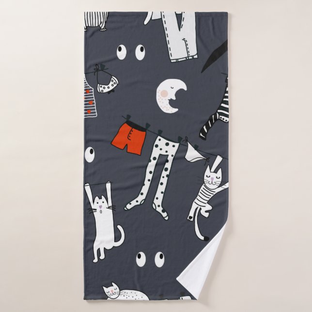 Hand drawn cute cartoon seamless pattern illustrat bath towel (Bath Towel)